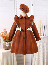 Young Girl Casual Chic Wheat Ear Plaid Ruffle Long Sleeve Dress